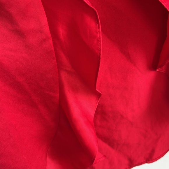 VICTORIA SECRET SATIN FLOUNCE KIMONO ROBE RUFFLE TIE ONE SIZE HEART LOVE RED - Picture 3 of 7